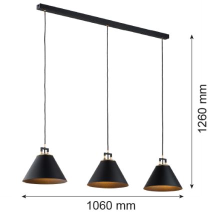 Argon 6174 - Luster na sajli ORTE 3xE27/15W/230V crno