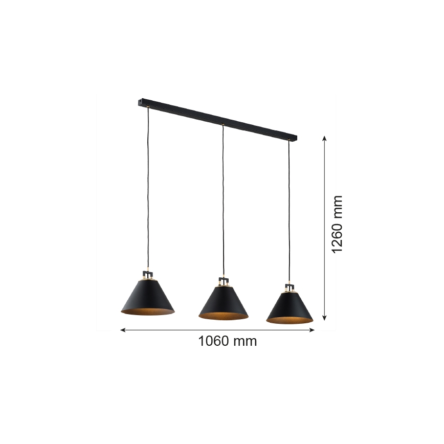 Argon 6174 - Luster na sajli ORTE 3xE27/15W/230V crno