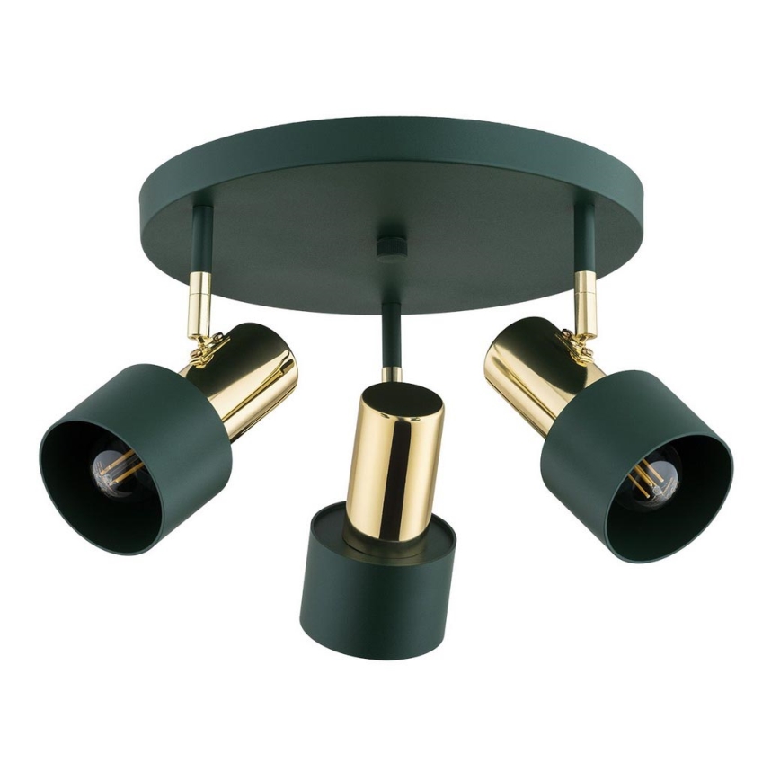 Argon 6196 - Reflektorska lampa DORIA 3xE27/15W/230V zelena/mesing