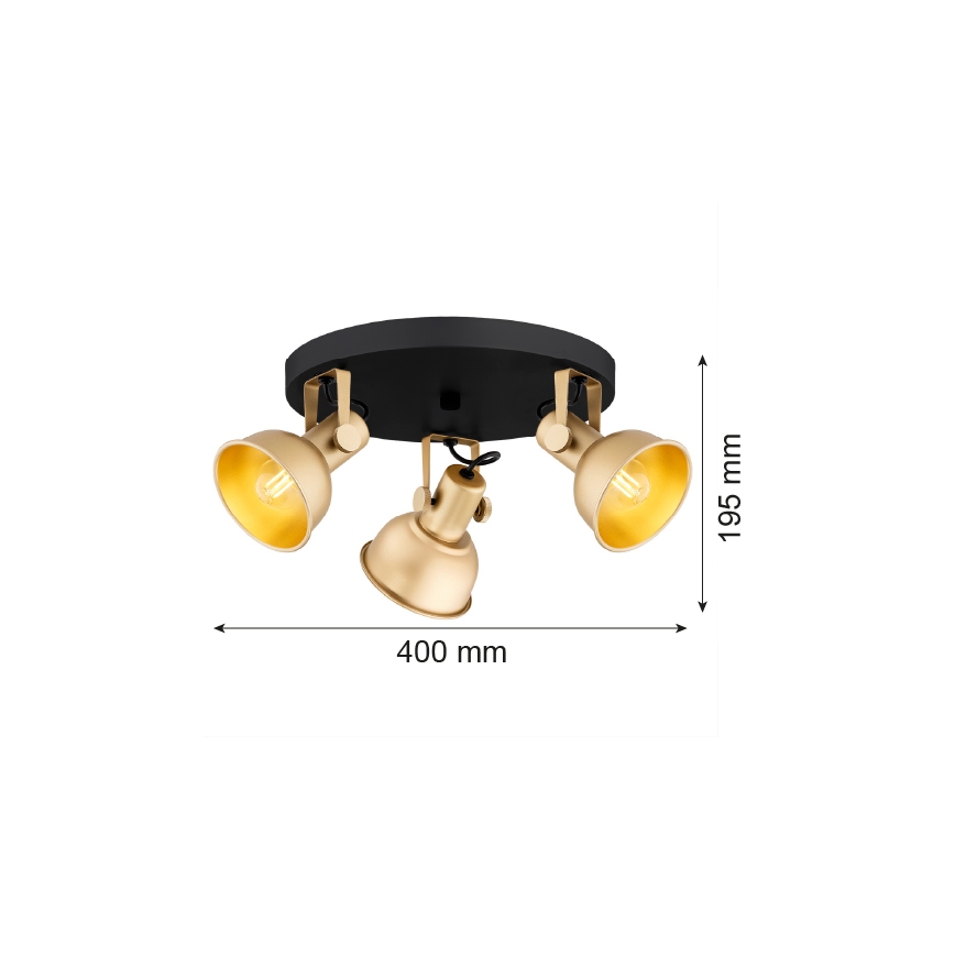 Argon 6243 - Reflektorska lampa LENORA 3xE14/7W/230V zlatna/crno