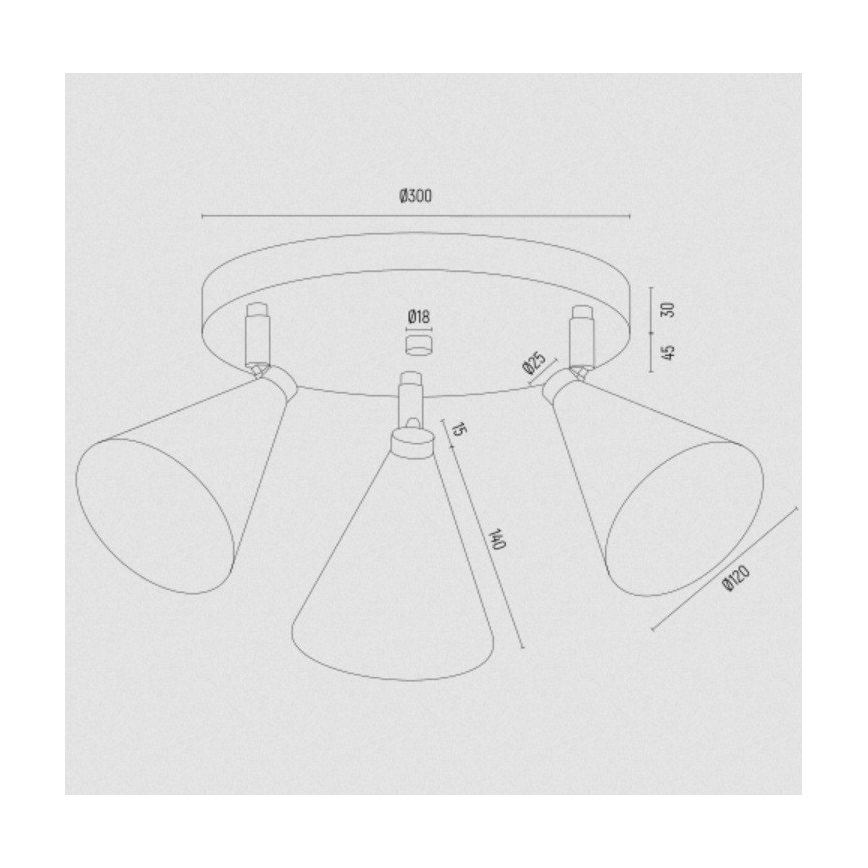 Argon 6262 - Reflektorska lampa LUCINDA 3xE14/7W/230V crno/zlatna