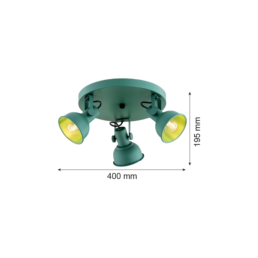 Argon 6265 - Reflektorska lampa LENORA 3xE14/7W/230V zelena