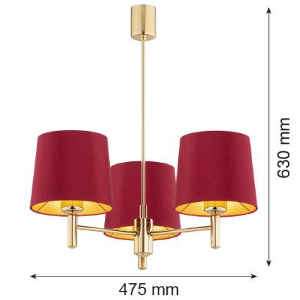Argon 6266 - Viseći luster PONTE PLUS 3xE27/15W/230V crveno