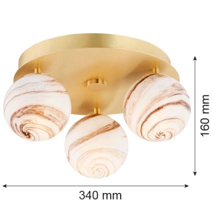 Argon 6290 - Plafonjera FABIO 3xE14/7W/230V alabaster zlatna