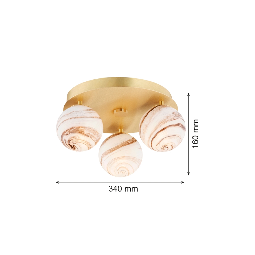 Argon 6290 - Plafonjera FABIO 3xE14/7W/230V alabaster zlatna