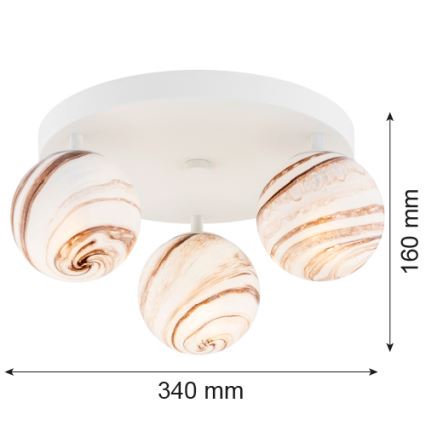 Argon 6291 - Plafonjera FABIO 3xE14/7W/230V alabaster beli