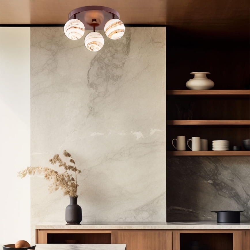 Argon 6292 - Plafonjera FABIO 3xE14/7W/230V alabaster braon