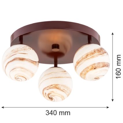 Argon 6292 - Plafonjera FABIO 3xE14/7W/230V alabaster braon