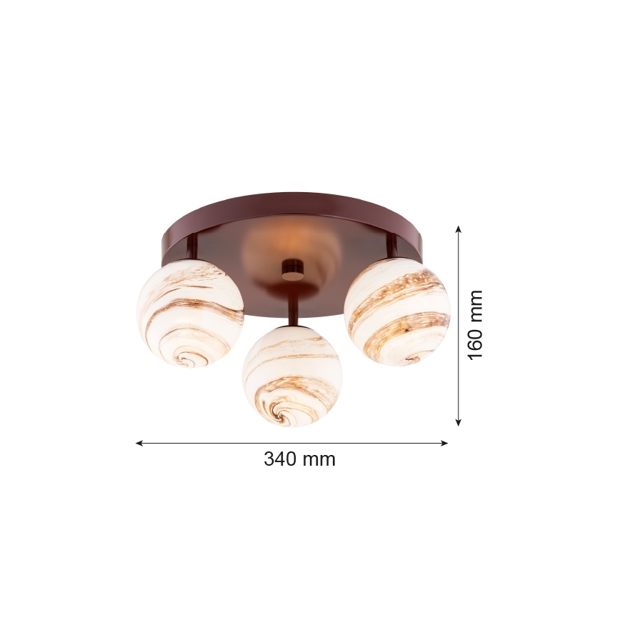 Argon 6292 - Plafonjera FABIO 3xE14/7W/230V alabaster braon