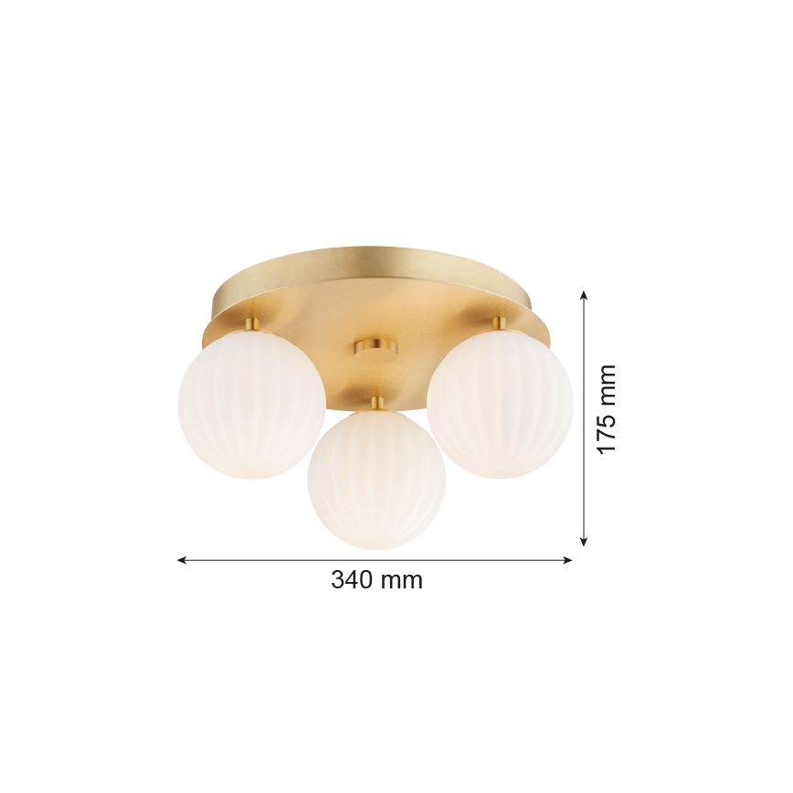 Argon 6305 - Plafonjera PALOMA 3xE14/7W/230V zlatna/beli