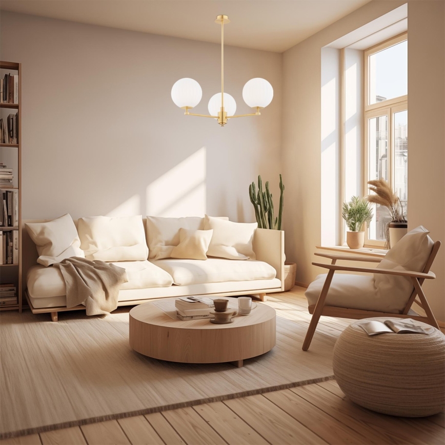 Argon 6307 - Viseći luster PALOMA 3xE14/7W/230V zlatna/beli
