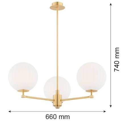 Argon 6307 - Viseći luster PALOMA 3xE14/7W/230V zlatna/beli