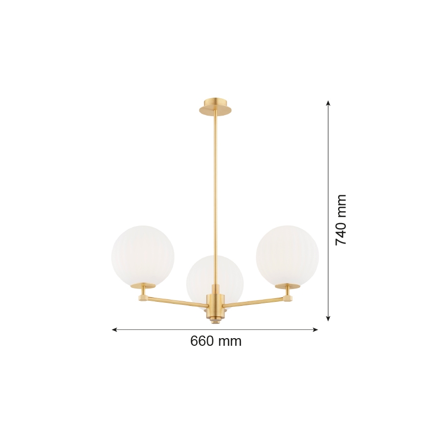 Argon 6307 - Viseći luster PALOMA 3xE14/7W/230V zlatna/beli