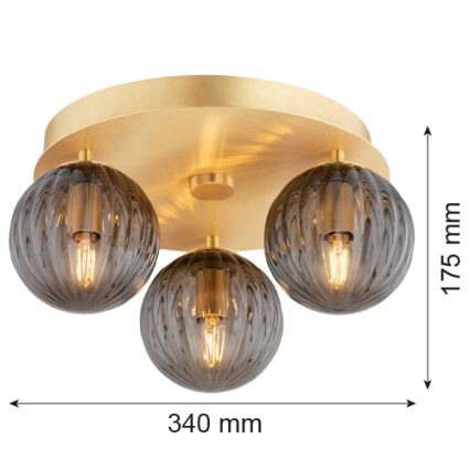 Argon 6308 - Plafonjera PALOMA 3xE14/7W/230V zlatna/crno
