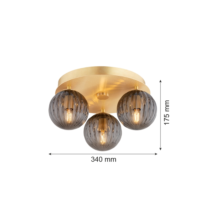 Argon 6308 - Plafonjera PALOMA 3xE14/7W/230V zlatna/crno