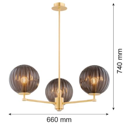 Argon 6310 - Viseći luster PALOMA 3xE14/7W/230V zlatna/crno