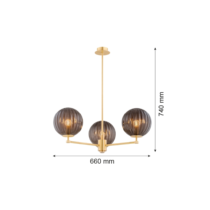 Argon 6310 - Viseći luster PALOMA 3xE14/7W/230V zlatna/crno
