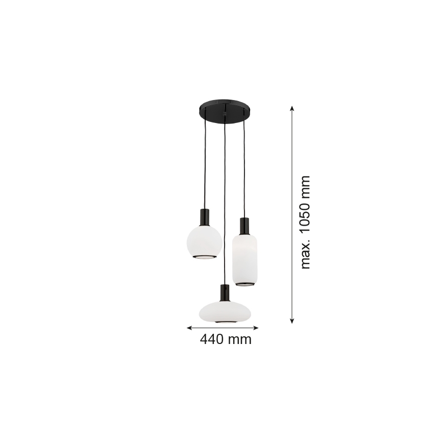 Argon 6323 - Luster na sajli SAGUNTO PLUS 3xE27/15W/230V crno
