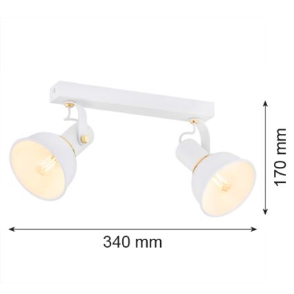 Argon 7036 - Reflektorska lampa TWIST 2xE14/7W/230V beli/zlatna