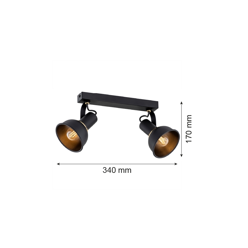 Argon 7037 - Reflektorska lampa TWIST 2xE14/7W/230V crno/zlatna