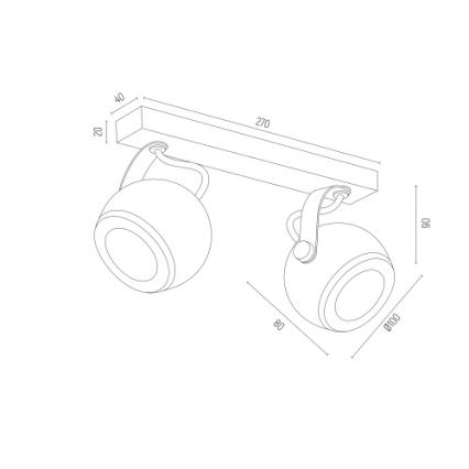 Argon 7039 - Reflektorska lampa KOS PLUS 2xGU10/5W/230V crno/zlatna