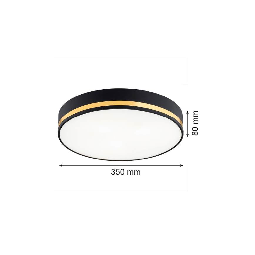 Argon 7041 - Plafonjera AMORE 2xE27/15W/230V pr. 35 cm crno/zlatna