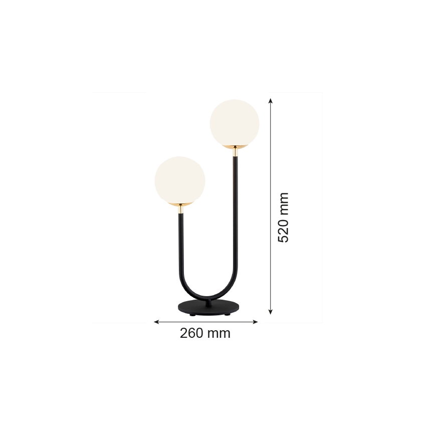 Argon 7072 - Stona lampa FERRONE 2xE14/7W/230V crno/beli/zlatna