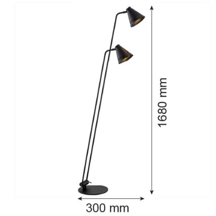 Argon 7077 - Podna lampa AVALONE 2xE27/15W/230V crno