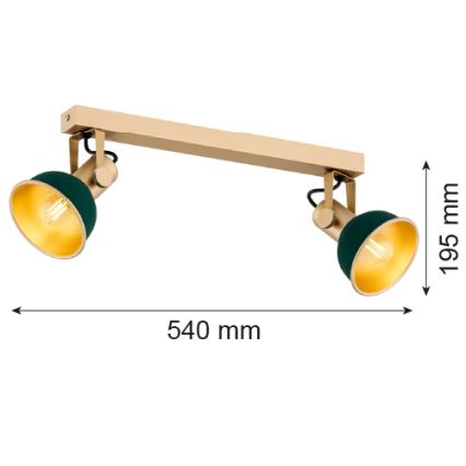 Argon 7143 - Reflektorska lampa LENORA 2xE14/7W/230V zlatna/zelena