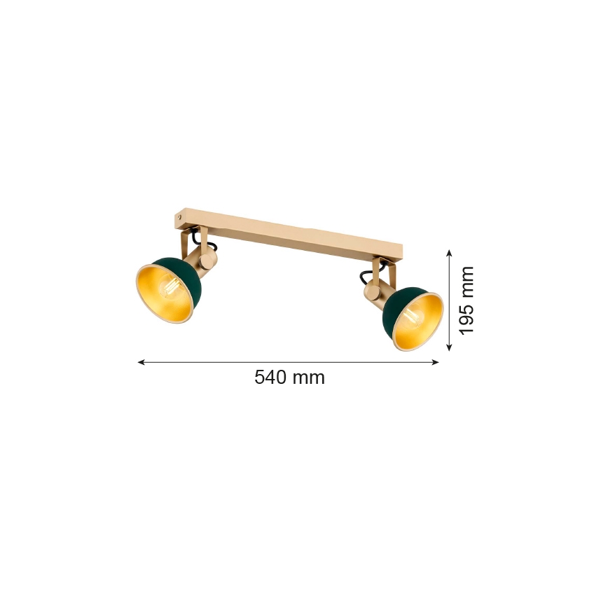 Argon 7143 - Reflektorska lampa LENORA 2xE14/7W/230V zlatna/zelena