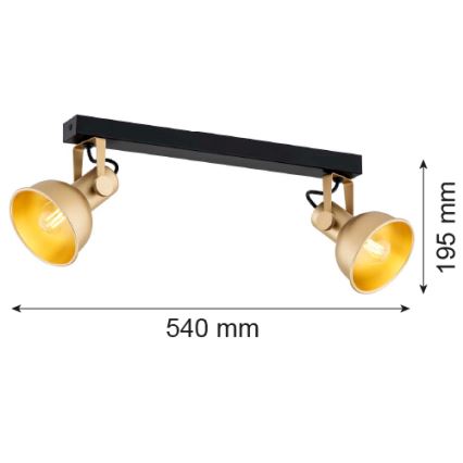 Argon 7144 - Reflektorska lampa LENORA 2xE14/7W/230V zlatna/crno