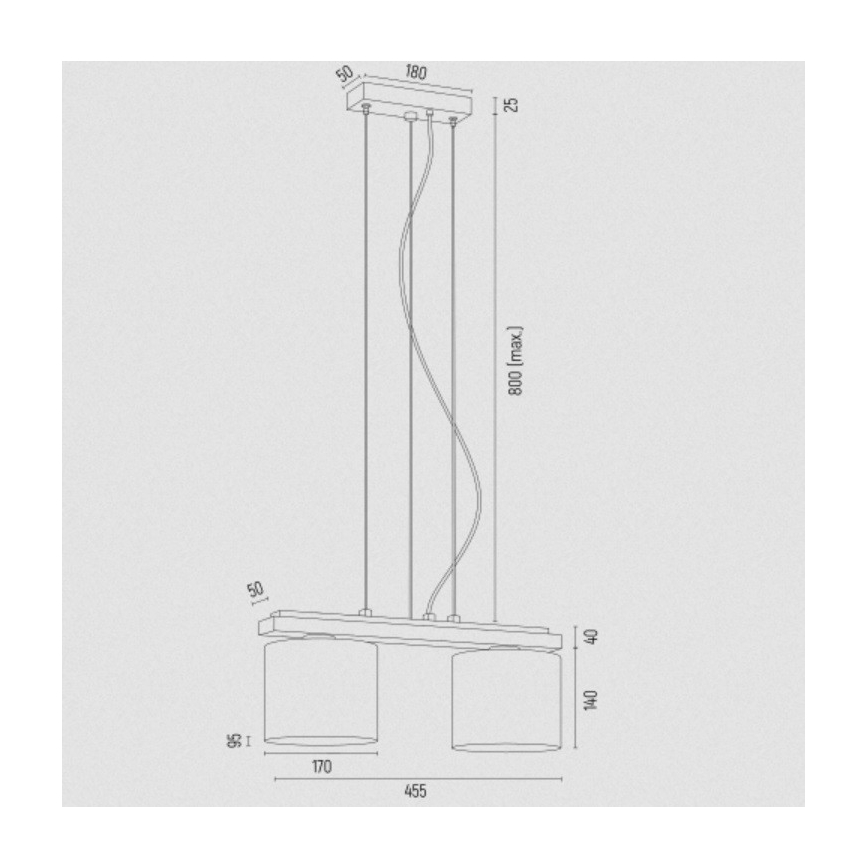 Argon 7164 - Luster na sajli CANOA 2xE27/15W/230V crno