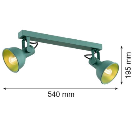 Argon 7174 - Reflektorska lampa LENORA 2xE14/7W/230V zelena