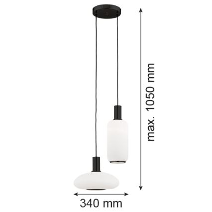 Argon 7214 - Luster na sajli SAGUNTO PLUS 2xE27/15W/230V crno