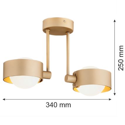 Argon 7215 - Luster za kupatilo na šipci MASSIMO PLUS 2xG9/6W/230V IP44 zlatna