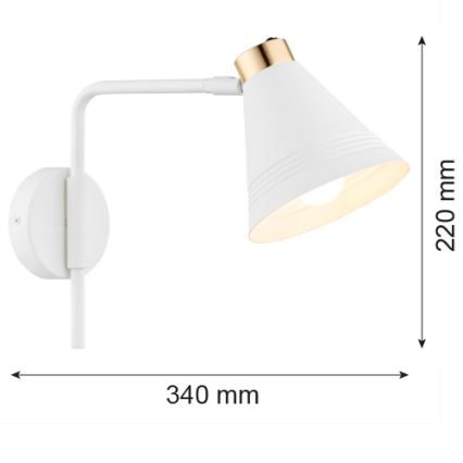 Argon 8006 - Zidna lampa AVALONE 1xE27/15W/230V 34 cm beli/zlatna