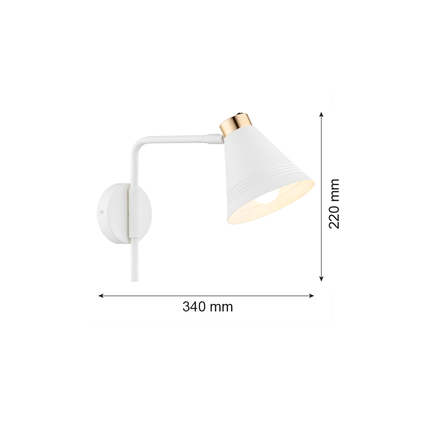 Argon 8006 - Zidna lampa AVALONE 1xE27/15W/230V 34 cm beli/zlatna