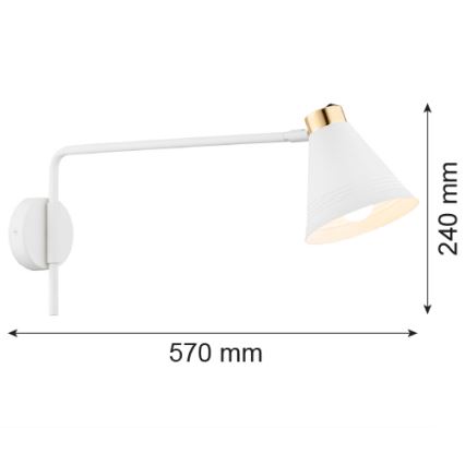 Argon 8007 - Zidna lampa AVALONE 1xE27/15W/230V 57 cm beli/zlatna