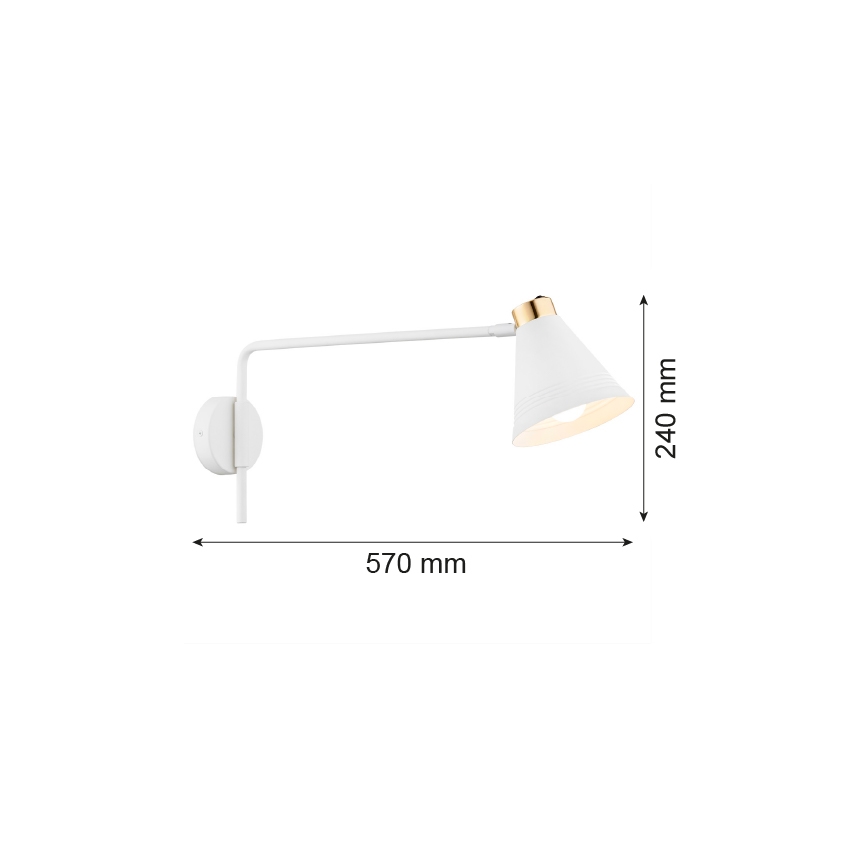 Argon 8007 - Zidna lampa AVALONE 1xE27/15W/230V 57 cm beli/zlatna