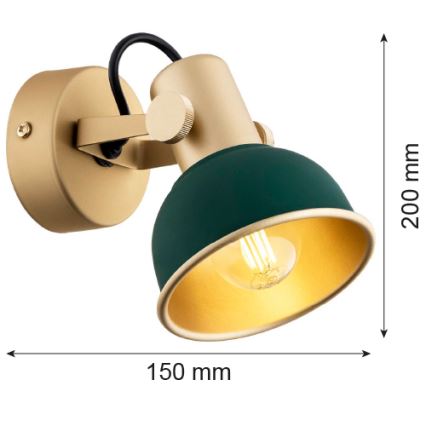 Argon 8247 - Reflektorska lampa LENORA 1xE14/7W/230V zlatna/zelena