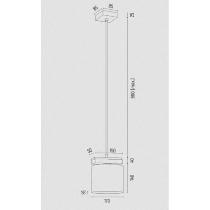 Argon 8276 - Luster na sajli CANOA 1xE27/15W/230V crno