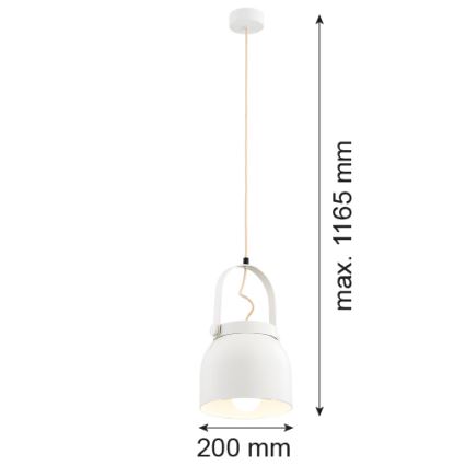 Argon 8280 - Luster na sajli LOGAN 1xE27/15W/230V pr. 20 cm beli