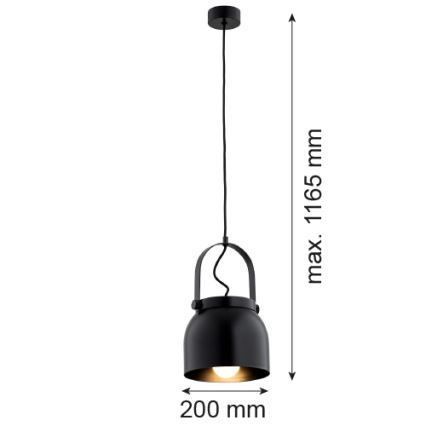 Argon 8281 - Luster na sajli LOGAN 1xE27/15W/230V pr. 20 cm crno