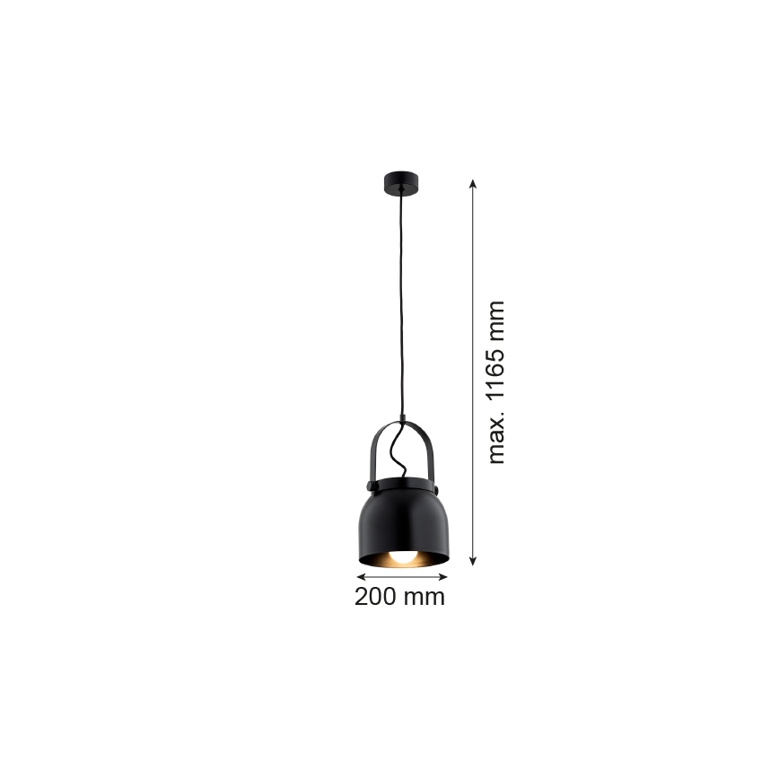 Argon 8281 - Luster na sajli LOGAN 1xE27/15W/230V pr. 20 cm crno