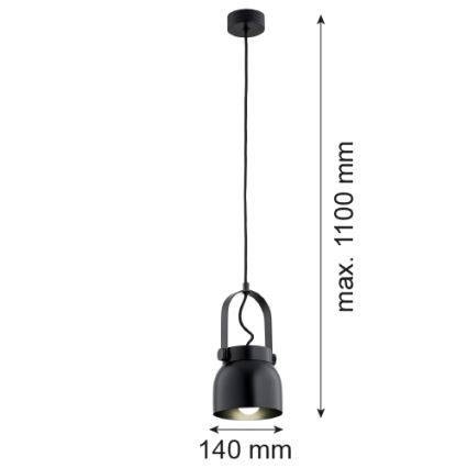 Argon 8291 - Luster na sajli LOGAN 1xE27/15W/230V pr. 14 cm crno