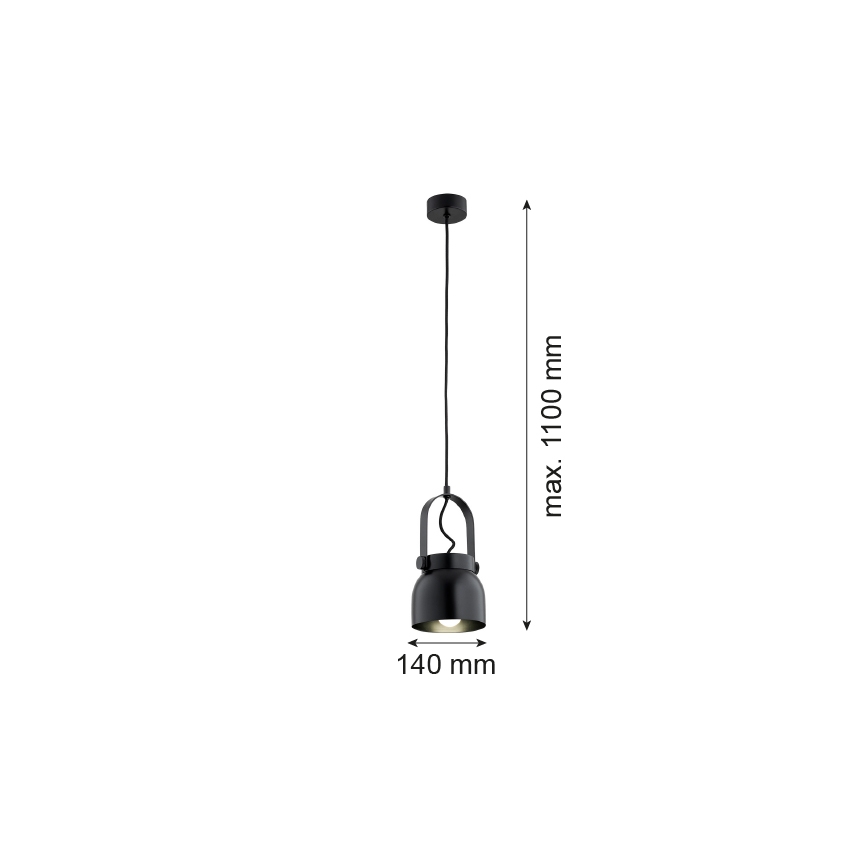 Argon 8291 - Luster na sajli LOGAN 1xE27/15W/230V pr. 14 cm crno