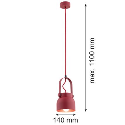 Argon 8292 - Luster na sajli LOGAN 1xE27/15W/230V pr. 14 cm crveno