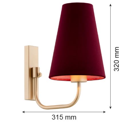 Argon 8313 - Zidna lampa SAFIANO 1xE27/15W/230V burgundi