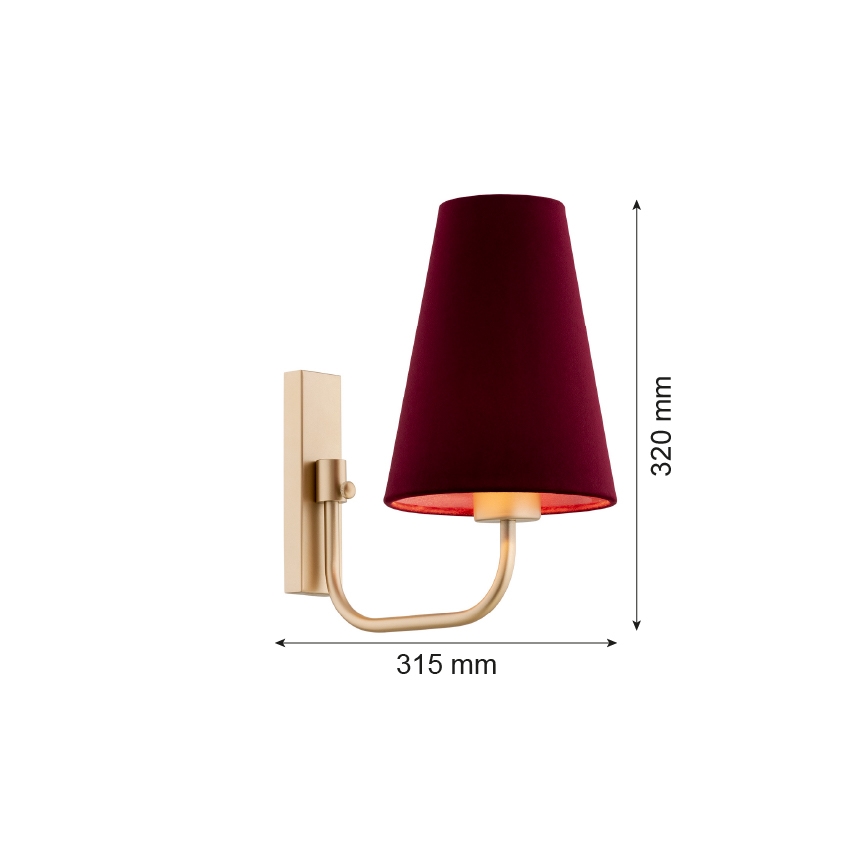 Argon 8313 - Zidna lampa SAFIANO 1xE27/15W/230V burgundi