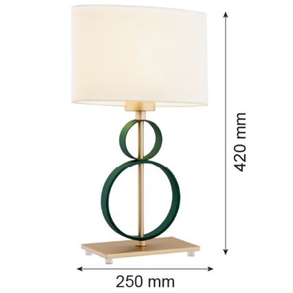 Argon 8317 - Stona lampa PERSEO 1xE27/15W/230V 42 cm kremasta/zelena